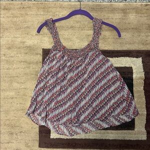 Anthropologie Paisley and Geometric Print Top - Red, Blue, Black XS